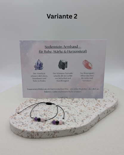 Seelenstein-Armband – handgefertigter Schmuck mit Natursteinen | symbolischer Begleiter in 3 Varianten | Amethyst, Tigerauge & mehr | 1037