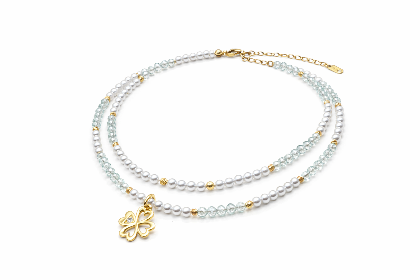 Perlenkette mit Pandora Kleeblatt | 925er Silber & Zirkonia – Special Edition | 1084