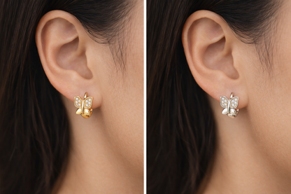 Schmetterlings-Creolen – zart & funkelnd in Silber oder Gold | 1115