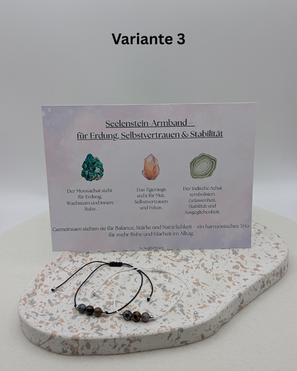 Seelenstein-Armband – handgefertigter Schmuck mit Natursteinen | symbolischer Begleiter in 3 Varianten | Amethyst, Tigerauge & mehr | 1037