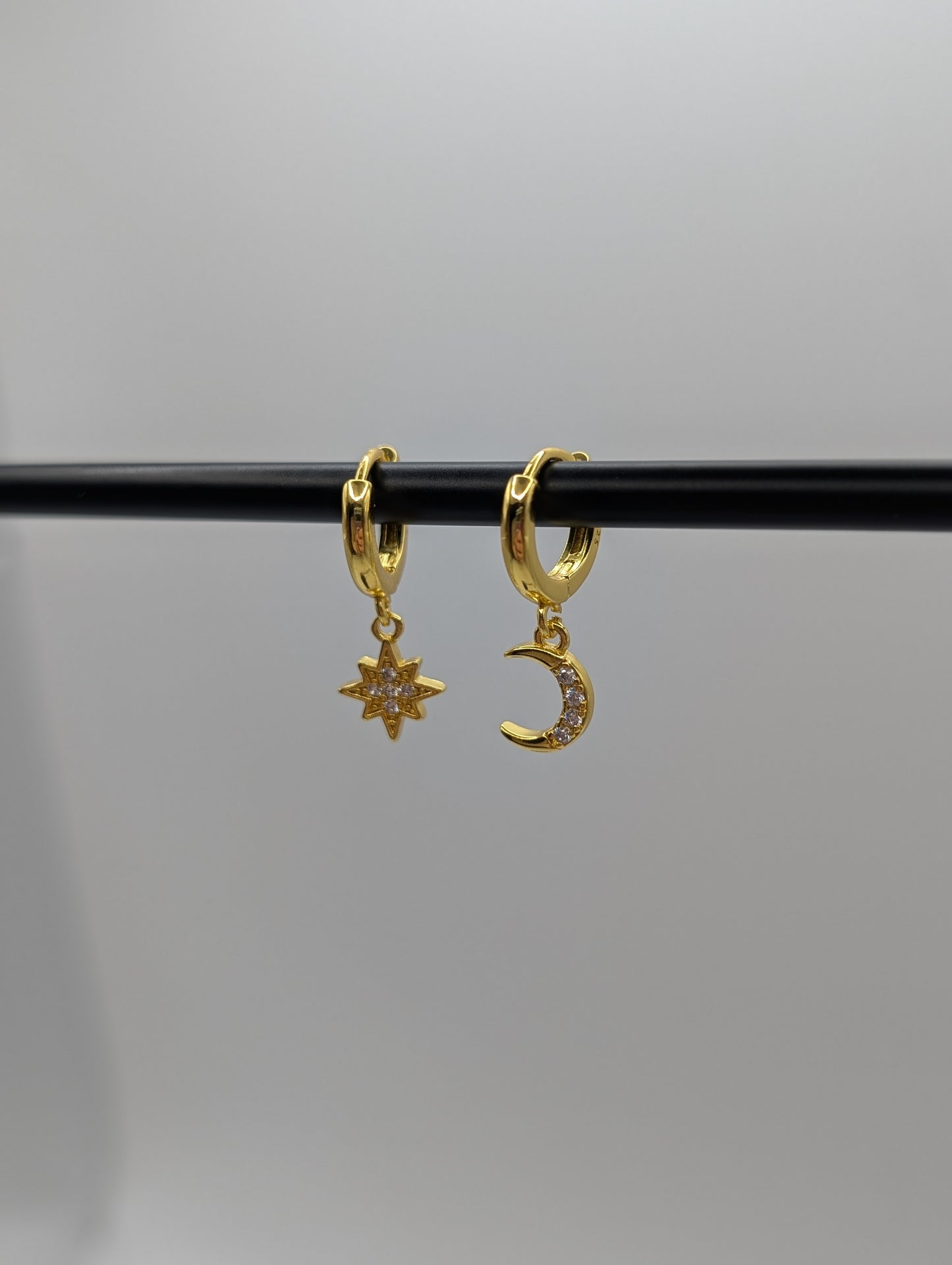 Sun & Moon Huggies - Stern & Mond Ohrringe | 925 Sterling Silber | 1065