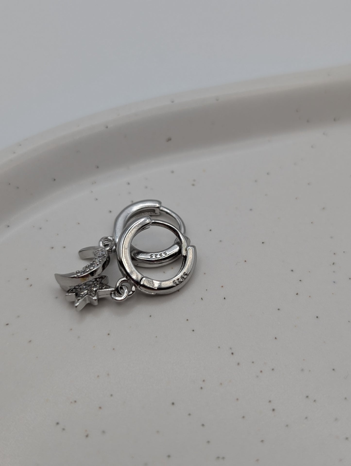 Sun & Moon Huggies - Stern & Mond Ohrringe | 925 Sterling Silber | 1065