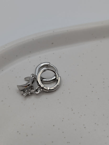 Sun & Moon Huggies - Stern & Mond Ohrringe | 925 Sterling Silber | 1065