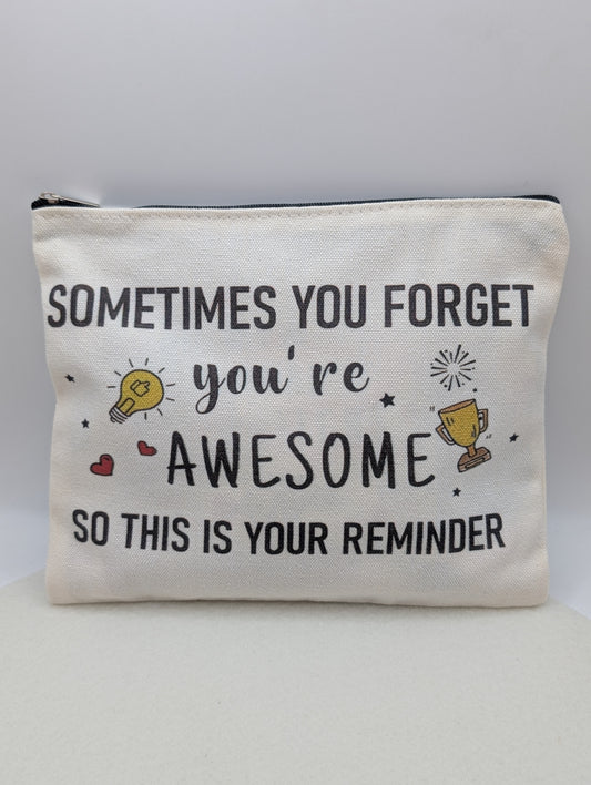 Cremefarbene Canvas Tasche mit Spruch Sometimes you forget you're awesome