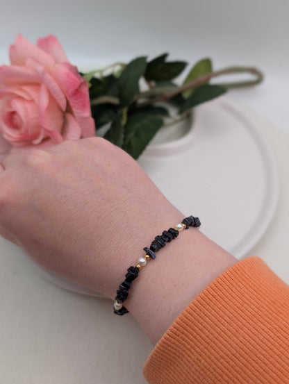 Edelstein Armband „Pearl & Gemstone“ - Amethyst oder Goldfluss | 1057
