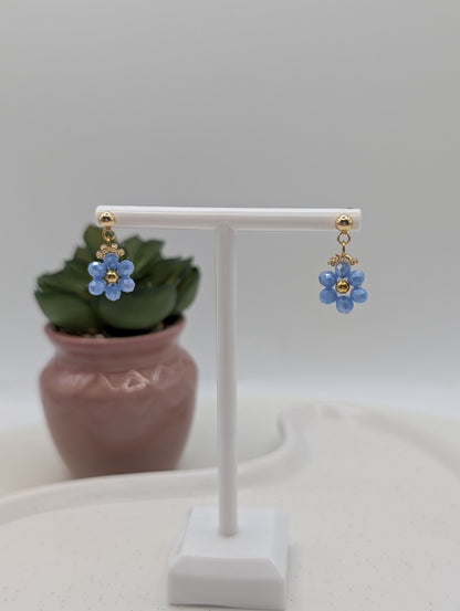 Blumen-Ohrringe aus Edelstahl | Zarte Perlenblumen in 3 Farben | 1074