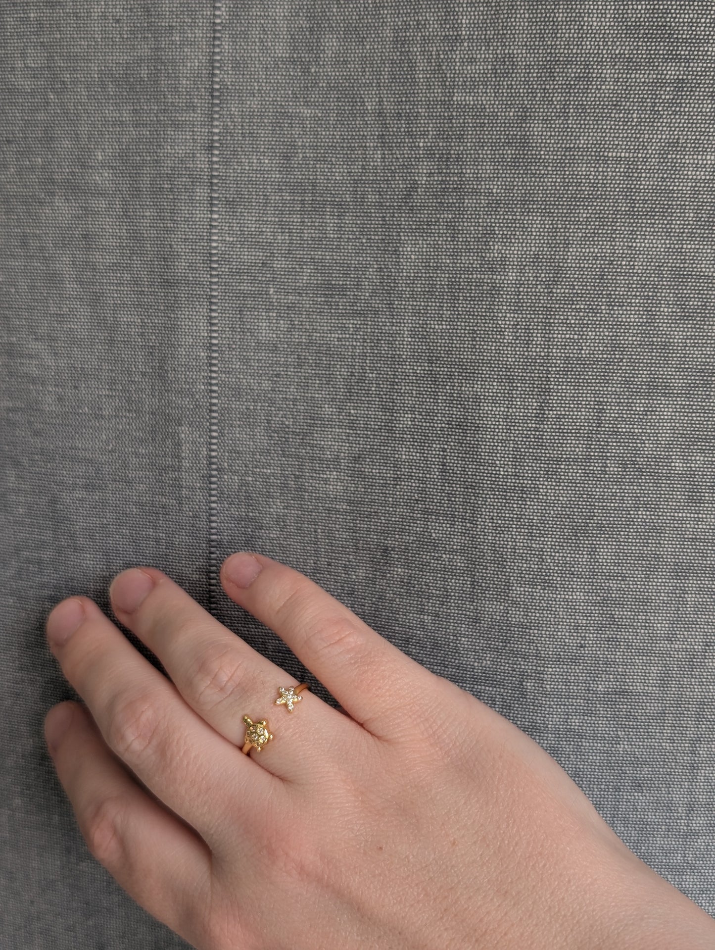 Verstellbarer Ring mit Schildkröte & Seestern – Edelstahl | Silber oder Gold | 1170