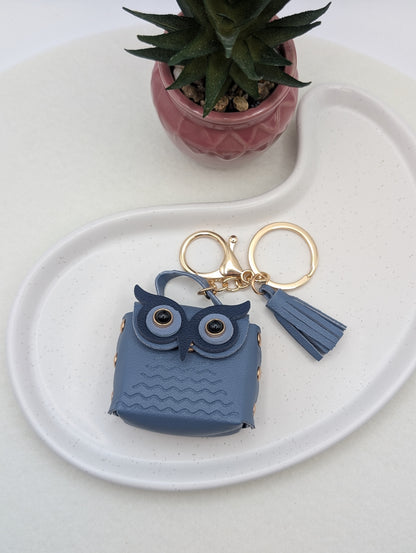 Eulen Schlüsselanhänger mit Mini-Täschchen – Kunstleder & Golddetails | 1016
