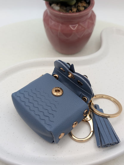 Eulen Schlüsselanhänger mit Mini-Täschchen – Kunstleder & Golddetails | 1016