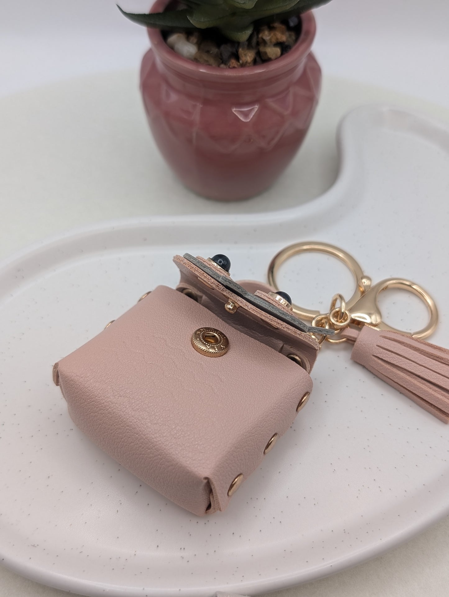 Eulen Schlüsselanhänger mit Mini-Täschchen – Kunstleder & Golddetails | 1016