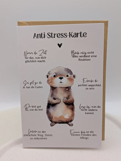 Otter Anti-Stress Geschenkset – Edelstahlring - Karte mit Umschlag | Pocket Hug | 1043