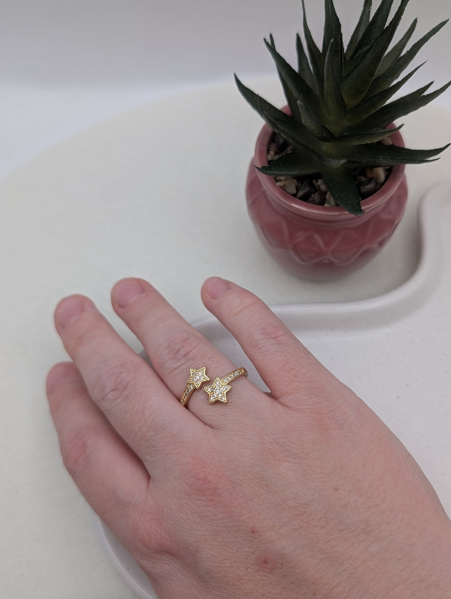 Verstellbarer Sternen-Ring aus Edelstahl – in Gold oder Silber | Zirkonia | 1023