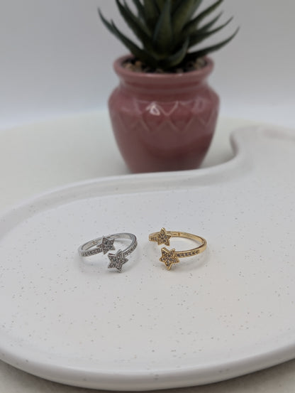 Verstellbarer Sternen-Ring aus Edelstahl – in Gold oder Silber | Zirkonia | 1023