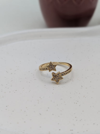 Verstellbarer Sternen-Ring aus Edelstahl – in Gold oder Silber | Zirkonia | 1023