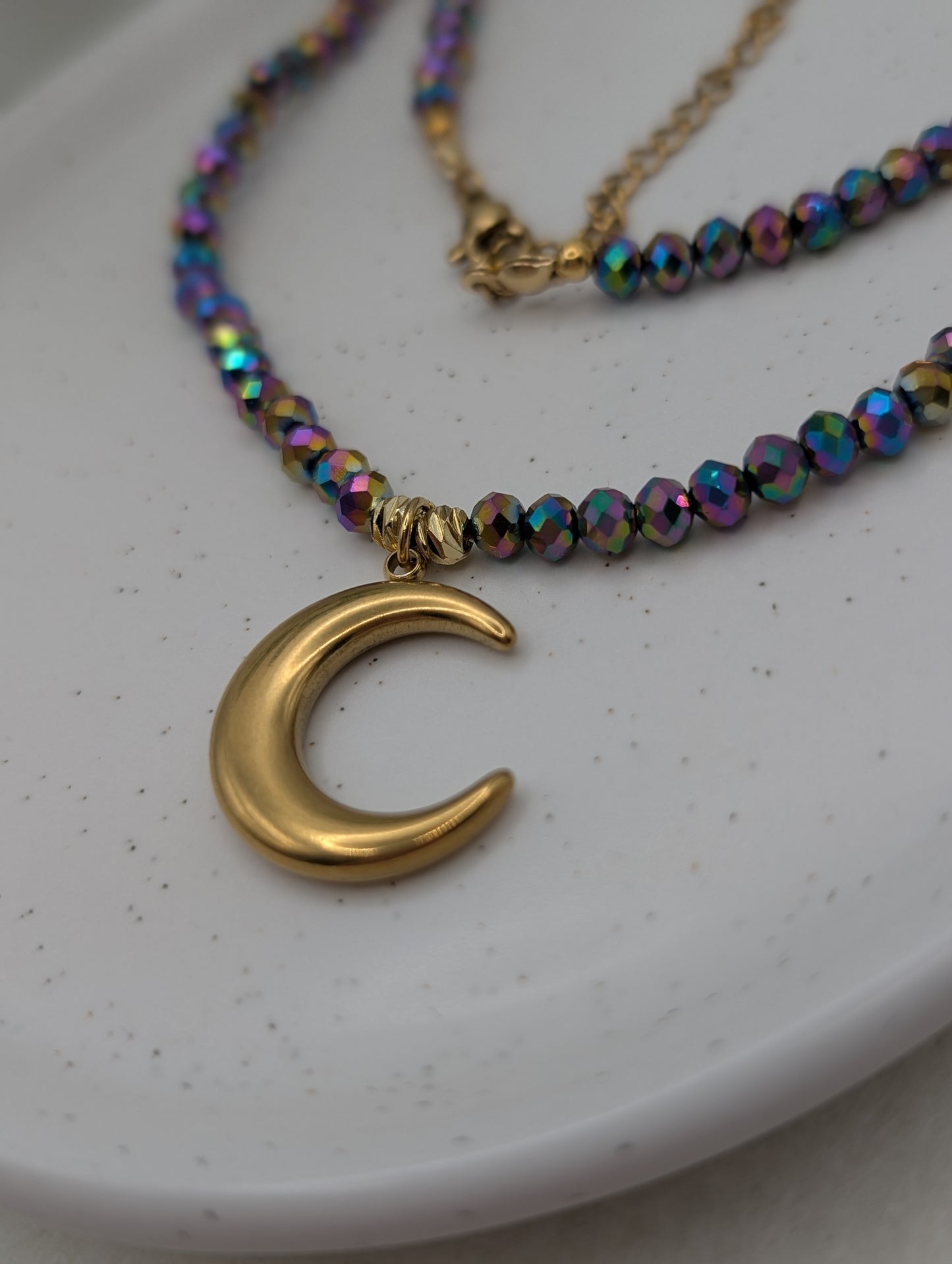 Perlenkette „Cosmic Moon“ – Mondanhänger | 1021