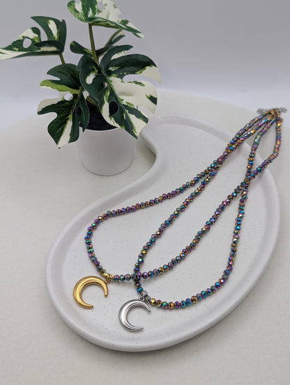 Perlenkette „Cosmic Moon“ – Mondanhänger | 1021