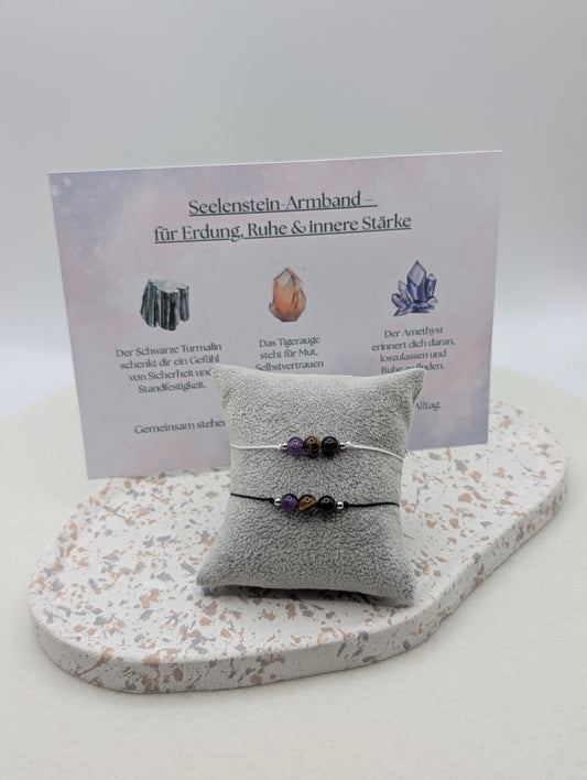 Seelenstein-Armband – handgefertigter Schmuck mit Natursteinen | symbolischer Begleiter in 3 Varianten | Amethyst, Tigerauge & mehr | 1037