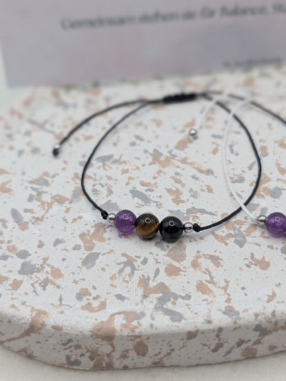 Seelenstein-Armband – handgefertigter Schmuck mit Natursteinen | symbolischer Begleiter in 3 Varianten | Amethyst, Tigerauge & mehr | 1037