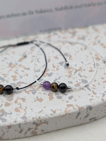 Seelenstein-Armband – handgefertigter Schmuck mit Natursteinen | symbolischer Begleiter in 3 Varianten | Amethyst, Tigerauge & mehr | 1037