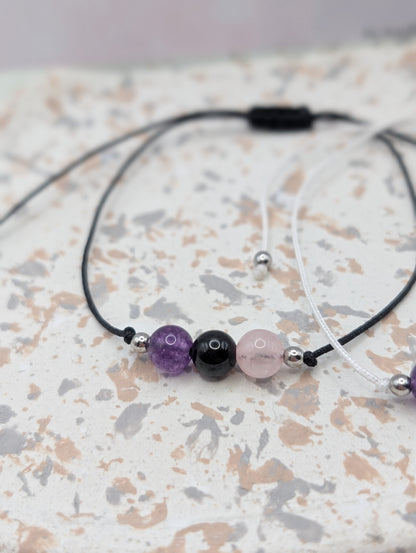 Seelenstein-Armband – handgefertigter Schmuck mit Natursteinen | symbolischer Begleiter in 3 Varianten | Amethyst, Tigerauge & mehr | 1037