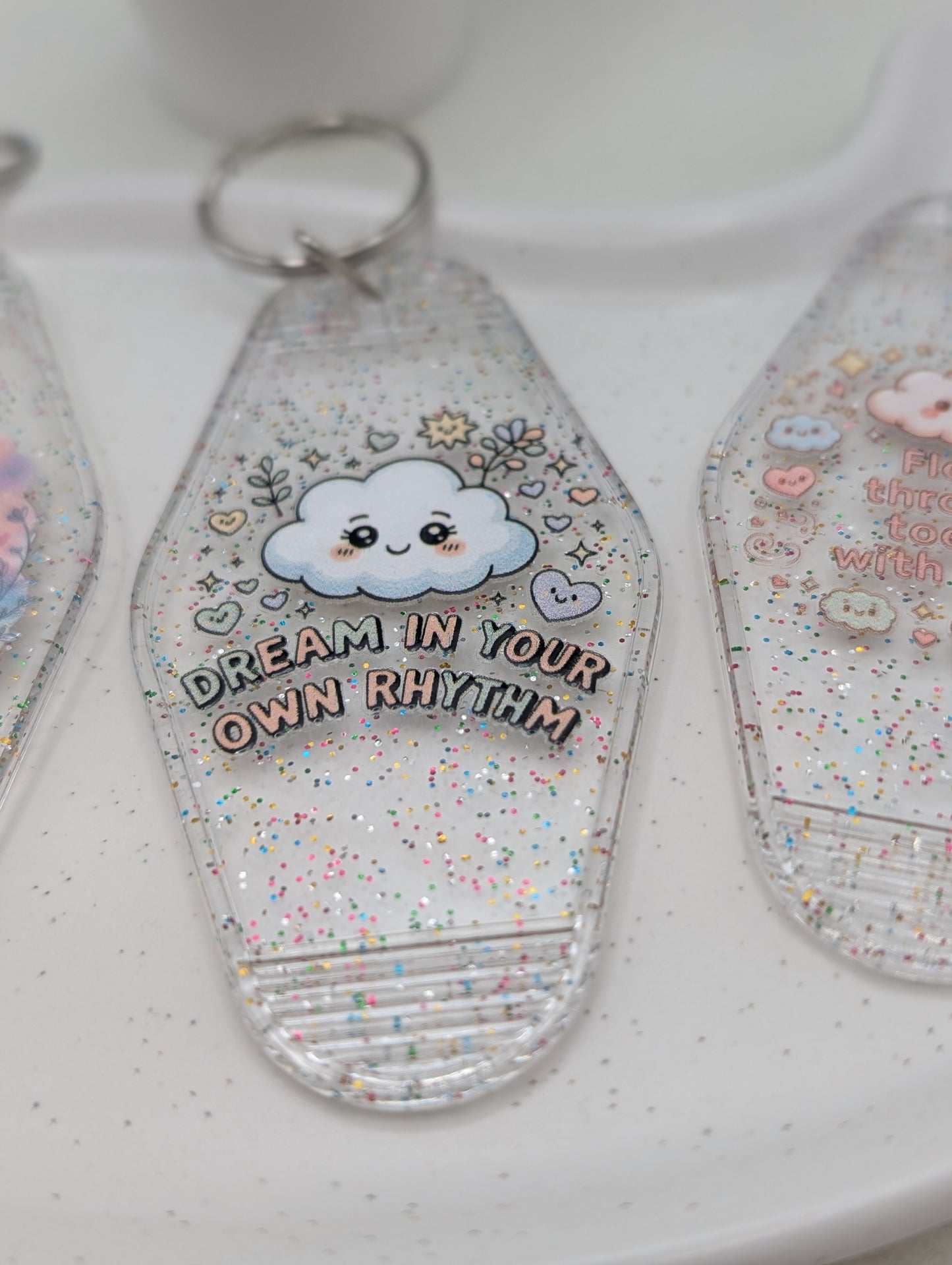 Glitter-Schlüsselanhänger mit Affirmation | 1026