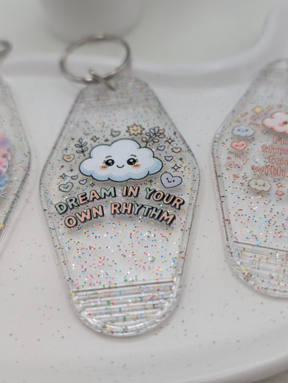 Glitter-Schlüsselanhänger mit Affirmation | 1026