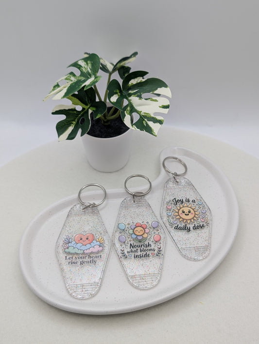 Glitter-Schlüsselanhänger mit Affirmation | 1026