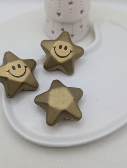 Goldener Smiley-Stressstern zum Drücken | 1064
