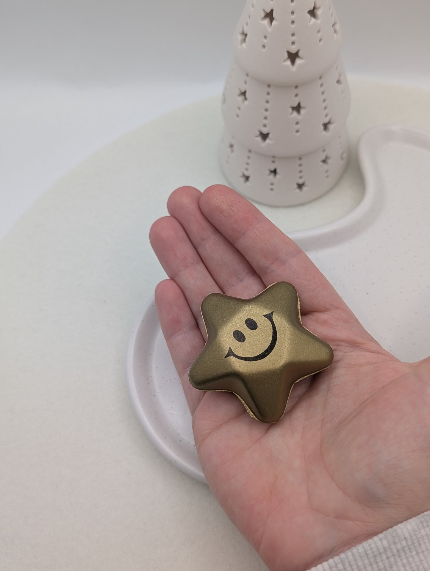 Goldener Smiley-Stressstern zum Drücken | 1064