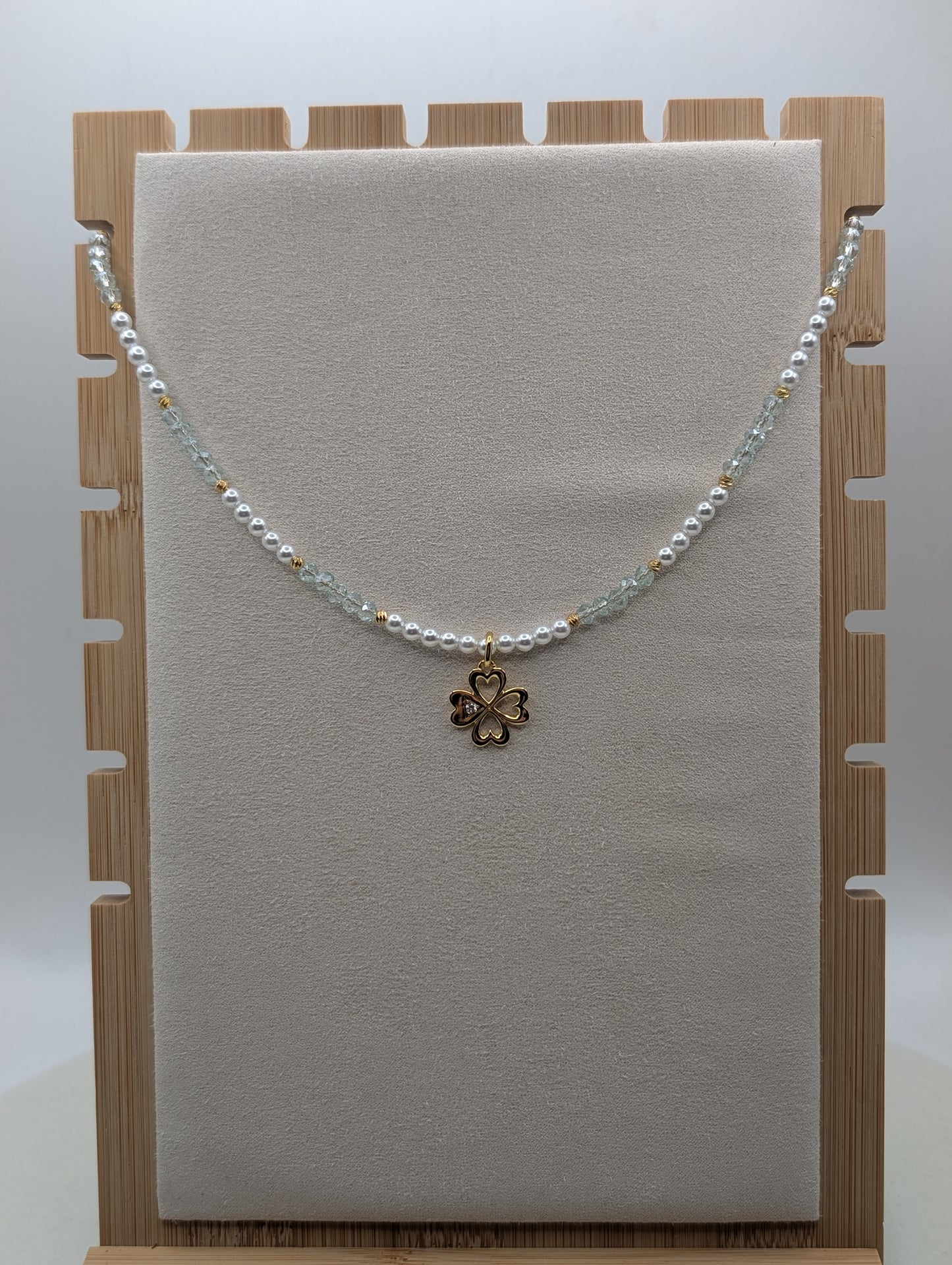 Perlenkette mit Pandora Kleeblatt | 925er Silber & Zirkonia – Special Edition | 1084