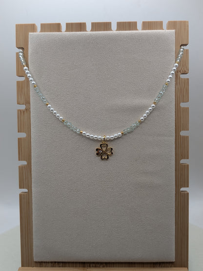 Perlenkette mit Pandora Kleeblatt | 925er Silber & Zirkonia – Special Edition | 1084