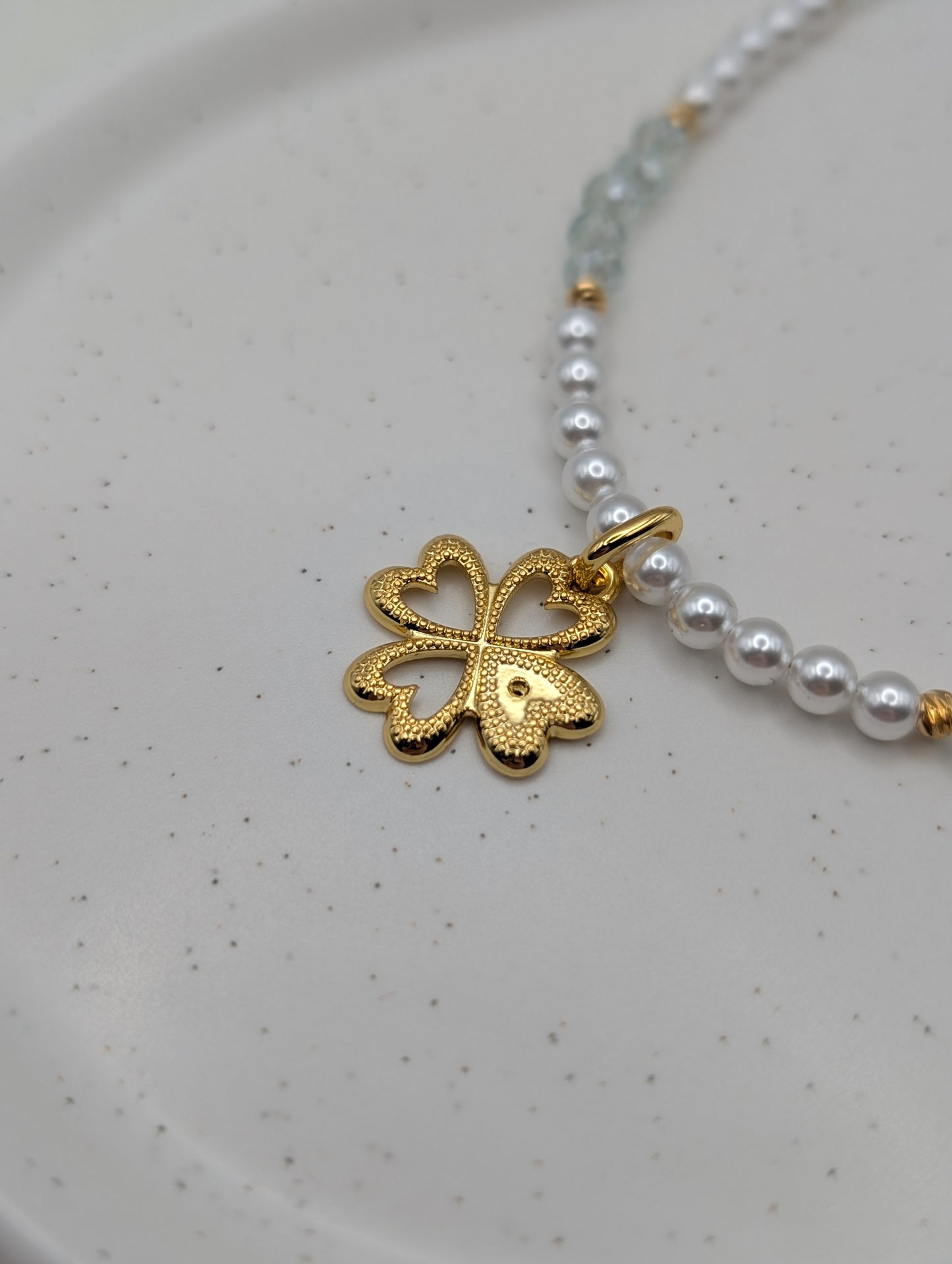 Perlenkette mit Pandora Kleeblatt | 925er Silber & Zirkonia – Special Edition | 1084