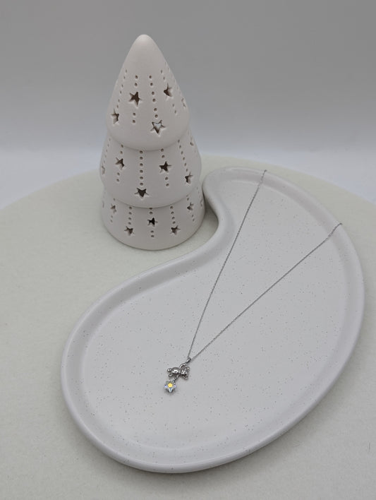 Kette mit Teddy-Anhänger & funkelndem Stern aus Zirkonia – Edelstahl & 925er Silber | 1089