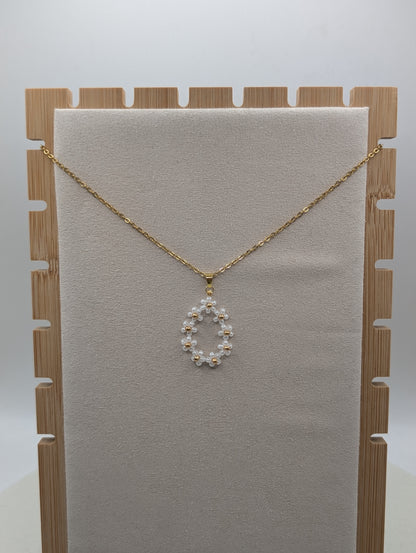 Edelstahlkette mit Blümchen aus Miyuki-Perlen | 1100