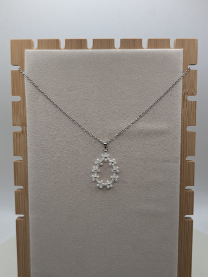 Edelstahlkette mit Blümchen aus Miyuki-Perlen | 1100