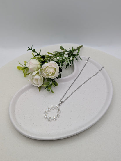 Edelstahlkette mit Blümchen aus Miyuki-Perlen | 1100
