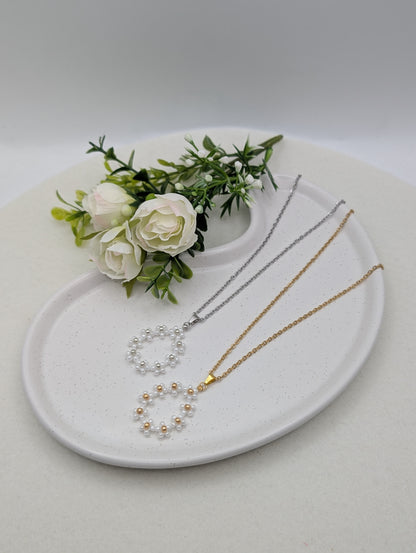 Edelstahlkette mit Blümchen aus Miyuki-Perlen | 1100