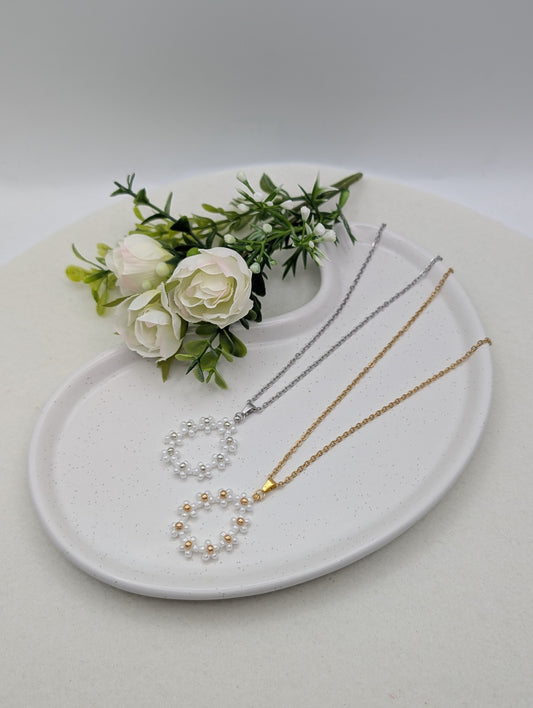 Edelstahlkette mit Blümchen aus Miyuki-Perlen | 1100