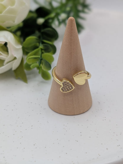 Verstellbarer Herzring | Edelstahl 18 K vergoldet | 1110