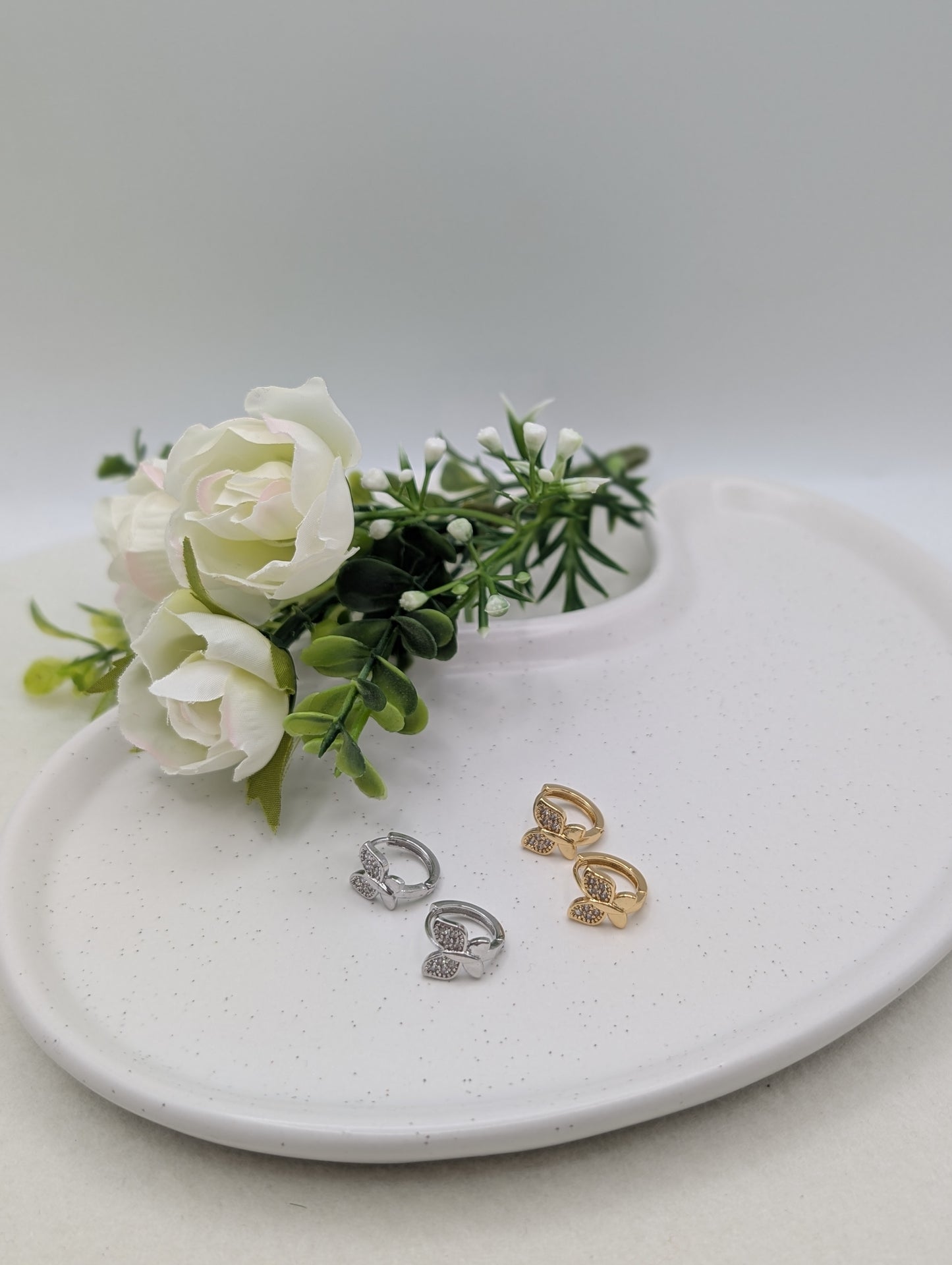 Schmetterlings-Creolen – zart & funkelnd in Silber oder Gold | 1115