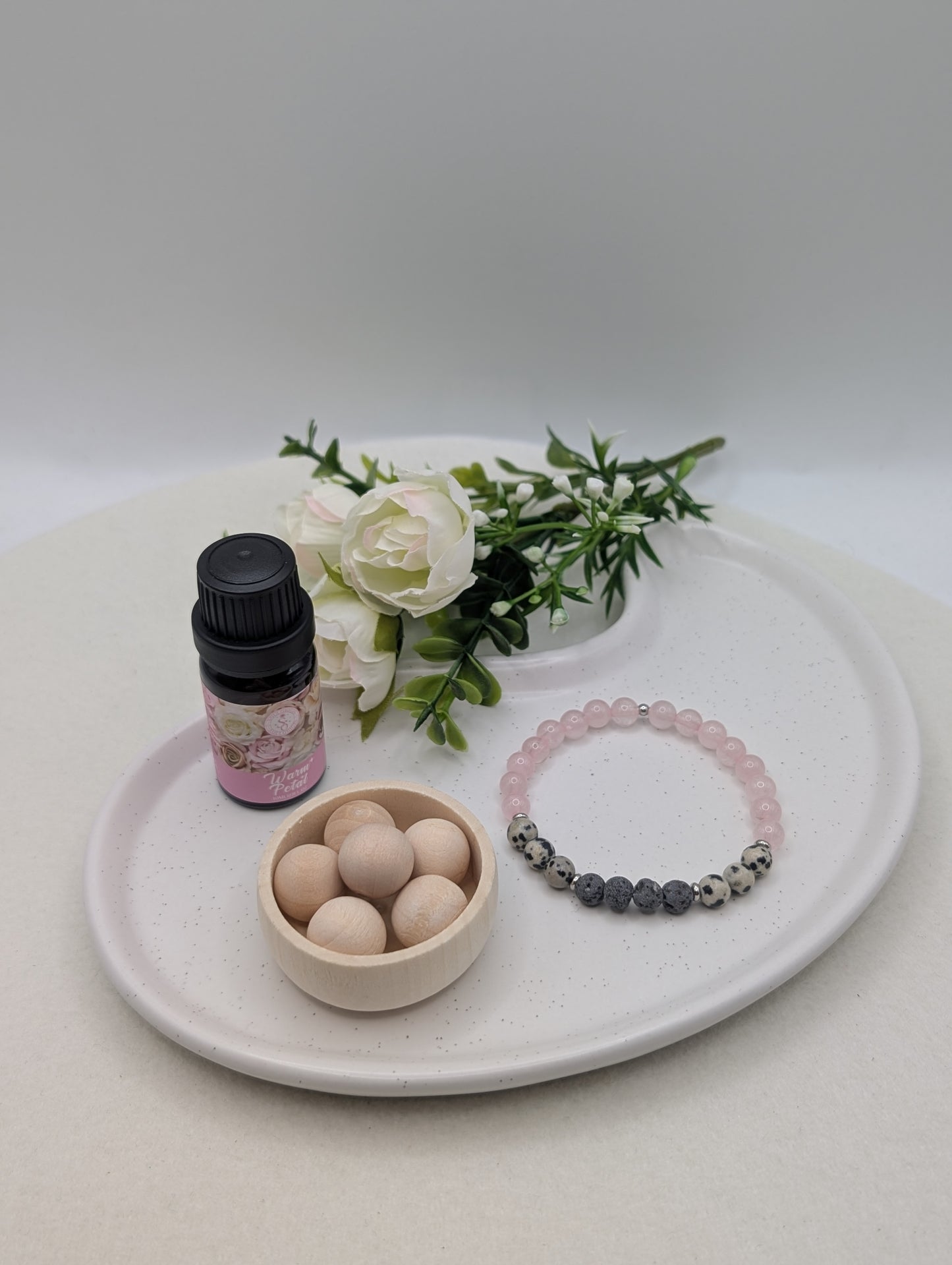 Aromatherapie Set – Natursteinarmband & Mini Diffuser aus Lotus-Holz | 1119