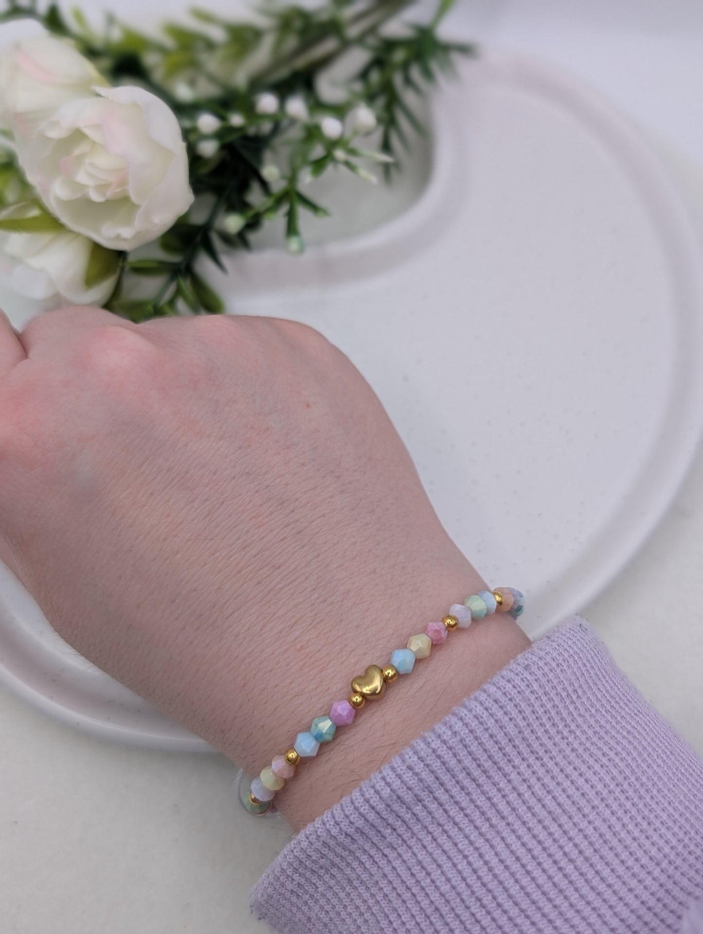 Makramee Armband „Pastel Heart“ | 1126