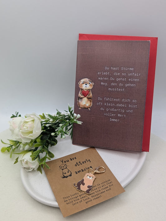 Geschenkset „Otterly Amazing“ – Otter Schlüsselanhänger & Mutkarte | 1143