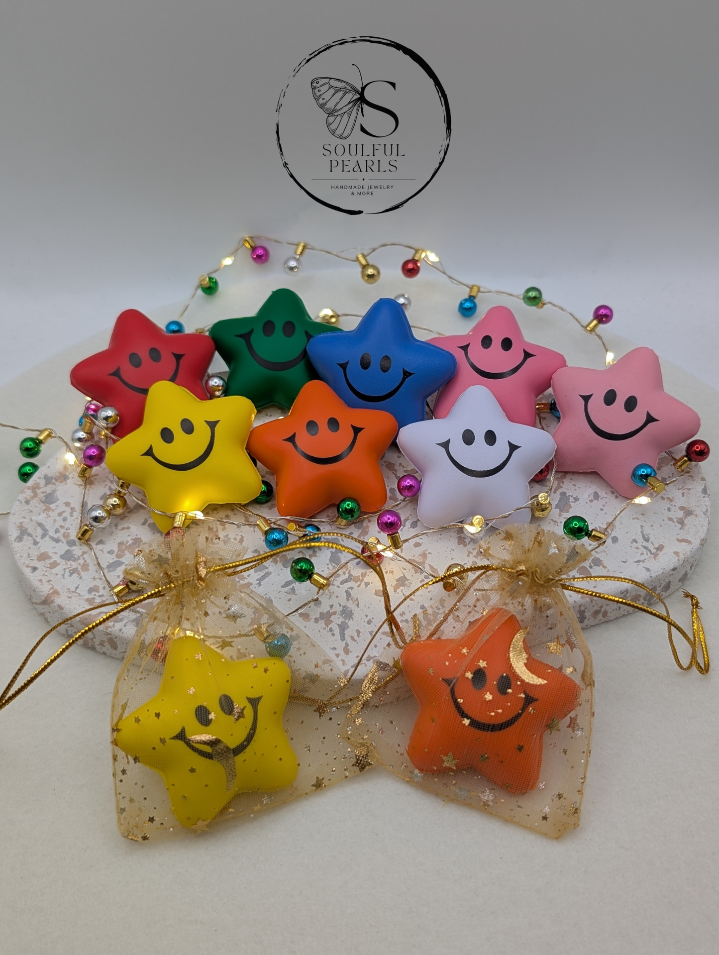Fröhliche Anti-Stress-Sterne in bunten Farben | Stressabbau | 1003