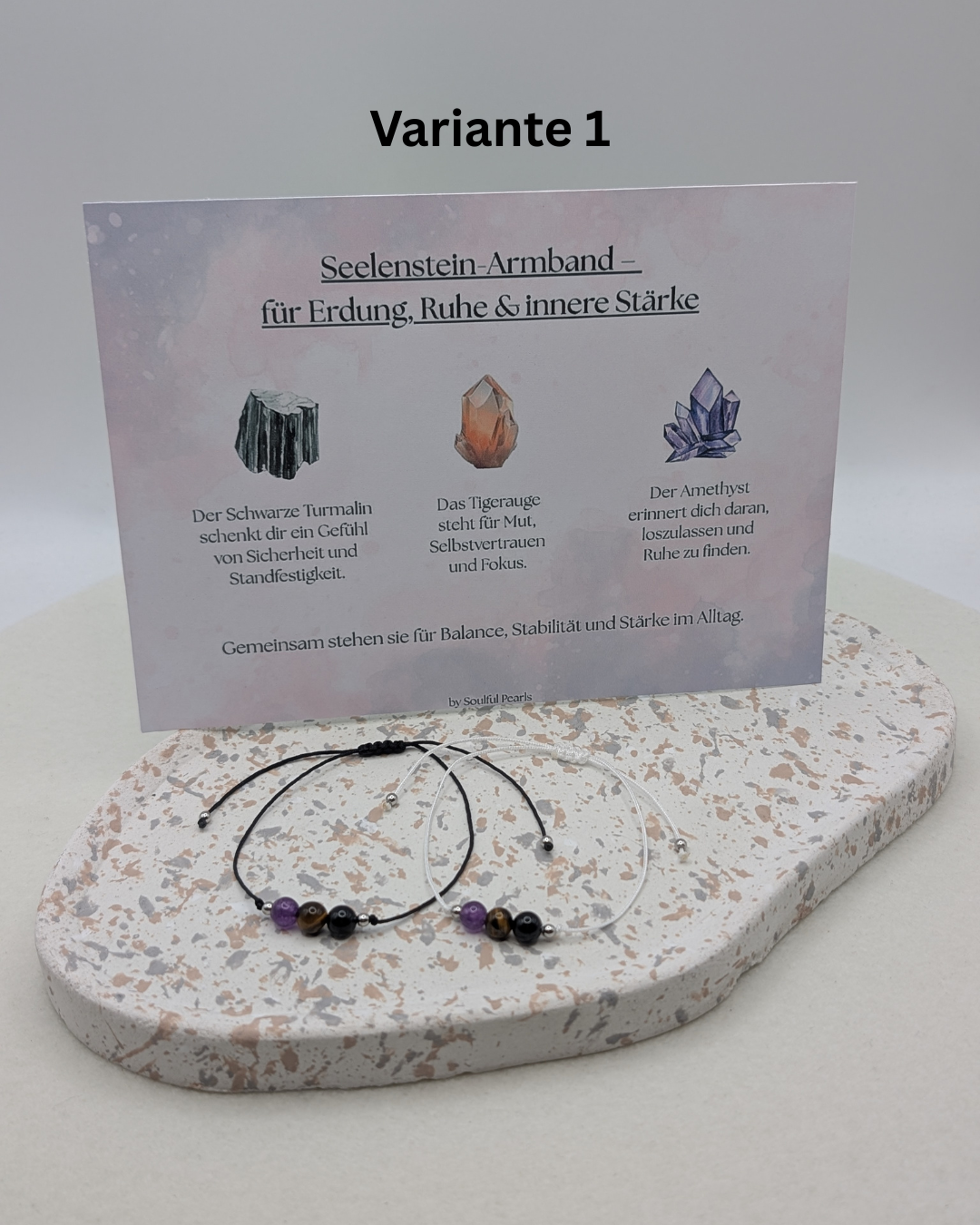 Seelenstein-Armband – handgefertigter Schmuck mit Natursteinen | symbolischer Begleiter in 3 Varianten | Amethyst, Tigerauge & mehr | 1037