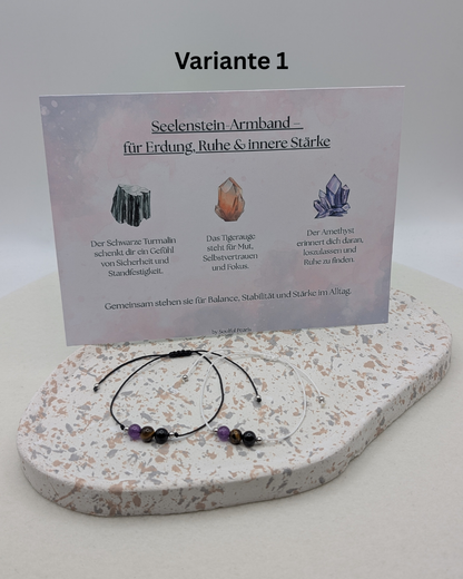 Seelenstein-Armband – handgefertigter Schmuck mit Natursteinen | symbolischer Begleiter in 3 Varianten | Amethyst, Tigerauge & mehr | 1037